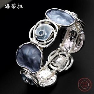 Brazalete Elástico de Aleación de Zinc Heitira B36041 para Mujer, Diseño Geométrico de Rosa Hueca, Romántico, para Aniversario, Combinable con Todo, a la Moda - Product Image 2