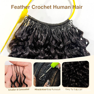 Extensiones <span class=keywords><strong>de</strong></span> <span class=keywords><strong>Cabello</strong></span> <span class=keywords><strong>de</strong></span> Pluma <span class=keywords><strong>de</strong></span> Ganchillo con Ondas <span class=keywords><strong>de</strong></span> Agua 50g/100g, Se Pueden Permanecer Rizadas, Venta Directa <span class=keywords><strong>de</strong></span> Fábrica - Product Image 4