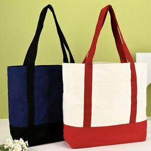 Sac fourre-tout en toile personnalisé avec impression couleur du logo publicitaire, poche et longue anse, entièrement en coton - Product Image 4