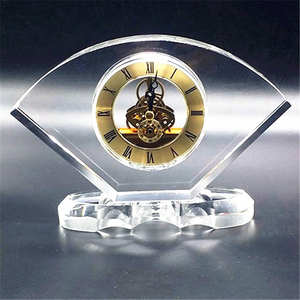 Explosif nouveaux produits verre cristal horloge de bureau cadeau de mariage verre réveil secteur transparent horloge en cristal - Product Image 1