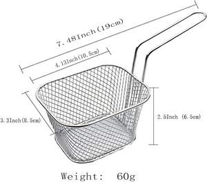 Panier à frites carré 4,1x3,3x2,6 pouces, panier de service pour frites, panier à frites argenté - Product Image 5