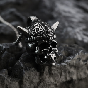 Collier Punk Crâne en Acier Inoxydable pour Homme, Pendentif Géométrique Squelette, Style Asymétrique - Product Image 2