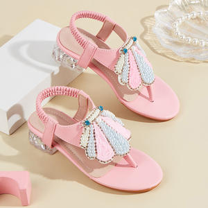Sandali Estivi da <span class=keywords><strong>Bambina</strong></span> con Tacco Nuovo Stile, Ciabatte Casual con Fiocco di Perle, Sandali da Principessa - Product Image 1