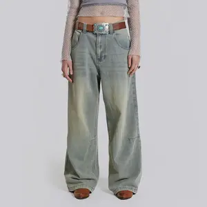 Perna larga jeans mulheres denim flare jeans Bota Cortar em branco jeans calças calças