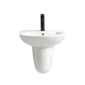 <b>Bathroom</b> Wall Hang Hand Wash Basin <b>Sink</b> White Ceramic Two Piece Half Pedestal Basin - Product Image 4