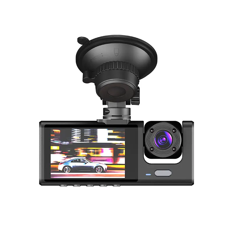 Monitor de vídeo automotivo, 3 lentes, dashcam, gps, câmera de vídeo para carro, 1080p full hd, dvr, auxílio de reverso, caixa preta, dupla câmera
