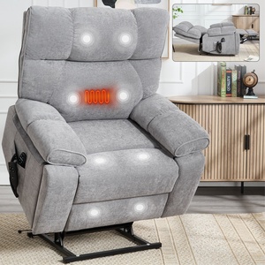 Fauteuil gris à double moteur, positionnement infini, massage chauffant, <span class=keywords><strong>8</strong></span> points de vibration, capacité de 350 lb, poches latérales, fauteuil inclinable électrique surdimensionné - Product Image 1