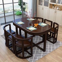 Ensemble de table et chaises de salle à manger ovales en bois massif de style nordique moderne et luxueux, 6 places, meubles de salle à manger et de cuisine, gain de place, designs chinois