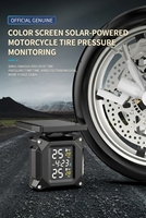 Système de surveillance de pression des pneus (TPMS) pour moto, solaire et USB, capteur TPMS universel, écran couleur, avec fonction de prévention des fuites d'air des pneus, batterie longue durée