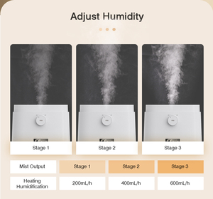 เครื่องทำความชื้นในอากาศร้อนด้วยไอน้ำร้อนแบบ <span class=keywords><strong>Wifi</strong></span> เครื่องทำความชื้นพร้อมถังเก็บน้ำสแตนเลสสำหรับบ้านบริสุทธิ์6L รู - Product Image 6