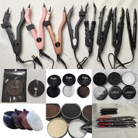 Outils pour extensions de cheveux avec logo personnalisé, pinces en fer, accessoires, kits, brosse à poils de sanglier, peigne pour extensions de cheveux