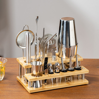 Accessoires de service pour cocktails, ensemble d'outils de barman, kit de barman, ensemble de shakers à cocktails avec support
