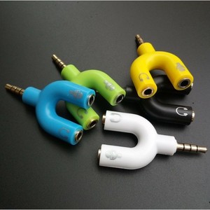 Convertidor de audio en forma de U, divisor de 3,5mm a doble conector, adaptador de plástico para compartir música, para auriculares y micrófono - Product Image 4