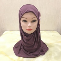 Hijab arabe musulman personnalisé 2-7 ans enfants bébé fille deux fleurs polyester couleur unie Hijab