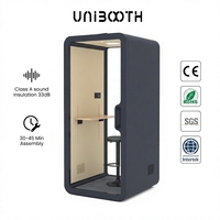 UNIBOOTH Mobile Privacy 33dB Soundproof ISO 23351 Ignifuge Montage Rapide Cabine Silencieuse pour Espace de Coworking et Studio Prête à l'Expédition