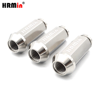 Écrou de roue automobile M12x1.5mm en alliage de titane Ti-6Al-4V Gr.5, avec extrémité à rainures ouvertes, cône hexagonal de 17mm, couleur titane naturel