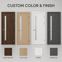 Porte intérieure sur mesure, finition noyer, grain de bois, verre dépoli, poignée dorée, OEM ODM, taille personnalisée, finition personnalisée