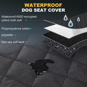 غطاء مقعد سيارة للكلاب 4 في 1 سجادة سفر مضادة للماء للحيوانات الأليفة والكلاب شبكة حاملة للكلاب واقي وسادة أرجوحة السيارة بسحّاب وجيب - Product Image 3