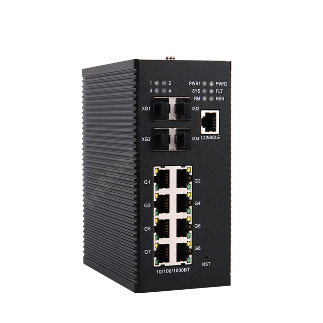 InMax Manufacturer 8G+4G Industrial Ethernet Ring Full Gigabit Managed Switch 12 Port Network PoE Switch