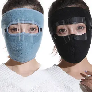 Balaclava Topi Bersepeda Musim Dingin Pria dan Wanita, Tutup Kepala Syal Bulu Domba Kutub Luar Ruangan dengan Kacamata Tahan Angin