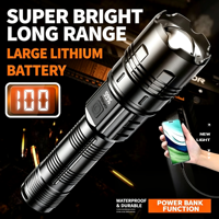 Lampe torche laser puissante rechargeable avec zoom rétractable USB pour la maison et l'extérieur, longue durée de vie de la batterie, lumière LED