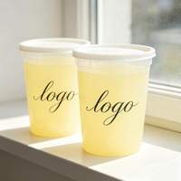 Gobelet alimentaire rond en PP avec logo personnalisé, 16oz, 24oz, 32oz, jetable, pour soupe chaude, limonade, boisson, avec couvercle