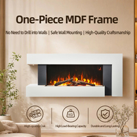 Cheminée électrique murale 2000W avec effet de flamme LED, télécommande, ensemble de bûches et lit de combustible en cristal pour salon et chambre à coucher