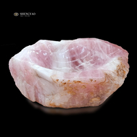 Vasque de Lavabo en Cristal Rose Naturel Quartz Rose pour Décoration de Salle de Bain