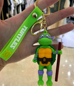 พวงกุญแจซิลิโคนรูปเต่านินจาการ์ตูนน่ารัก ของตกแต่งกระเป๋าพีวีซี ตุ๊กตา<span class=keywords><strong>หนัง</strong></span> พร้อมคาราไบเนอร์ ของขวัญรูปเต่า - Product Image 4