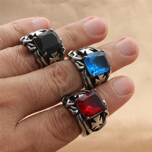 European Style Titanium Steel Hollow <b>Cross</b> <b>Ring</b> Men's Punk Geometric Fashion Jewelry Gift Claw Setting <b>Rings</b> - Product Image 3