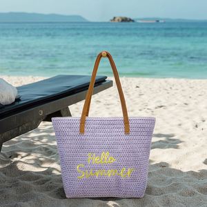 Summer <b>Beach</b> <b>Bag</b> Eco Friendly <b>Straw</b> Woven <b>Bags</b> <b>Large</b> Capacity <b>Straw</b> Tote <b>Bag</b> for Outdoor Travel Shopping - Product Image 3