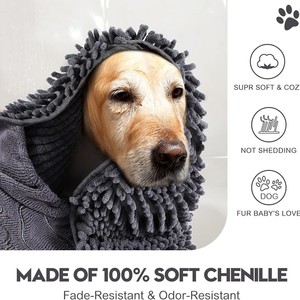 Hand Dry Pet Towel Thick Chenille Absorbent Quick Drying <b>Dog</b> Cat Bath Towel Gray Polyester Fiber Soft Wholesale - Product Image 2