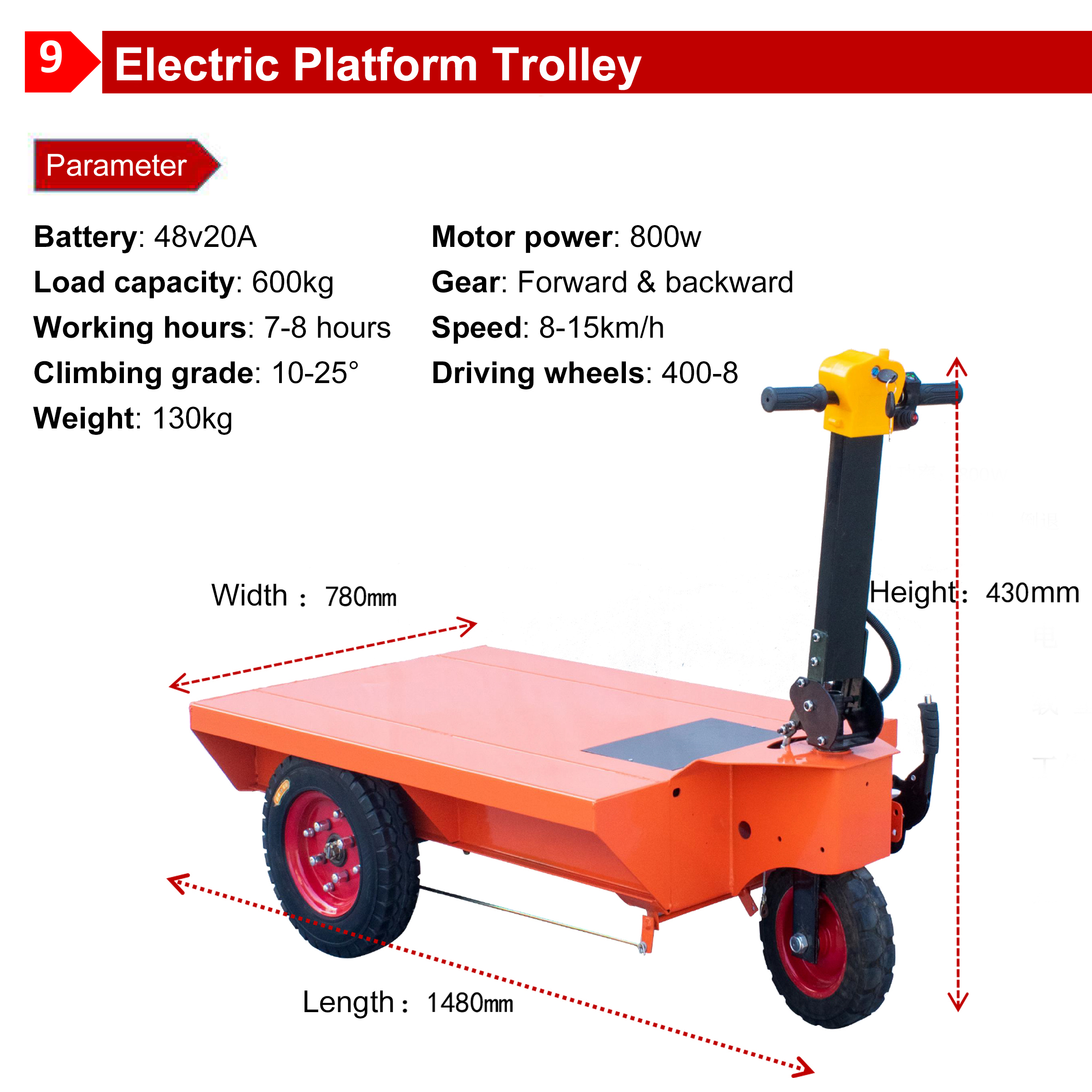 Xuyang New Product Cheap Price Electric Car/Electric Platform Carrier Electric Flat Bed Cart for Warehouse Use