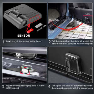 Lumières de bienvenue 3D pour voiture, projecteur laser fantôme LED pour porte de voiture, lumières de bienvenue sans fil, lumières décoratives pour voiture universelle - Product Image 6