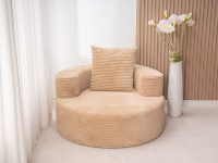 Canapé rond simple en mousse compressée sur mesure, tout en mousse, avec revêtement en tissu, pour salon, canapé compact pour petits espaces