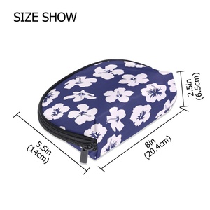 Trousse de Maquillage en Forme de Coquillage à Fermeture Éclair pour Filles, Motif Fleurs Hawaïennes, Sac Cosmétique de Voyage Pas Cher - Product Image 3
