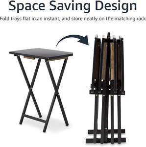 <span class=keywords><strong>Para</strong></span> <span class=keywords><strong>Amazon</strong></span> Basics, <span class=keywords><strong>TV</strong></span> portátil, cena, paquete de 4, bandeja plegable de madera Rectangular, estante de almacenamiento, mesa de café <span class=keywords><strong>para</strong></span> vivir, 15 "X - Product Image 4