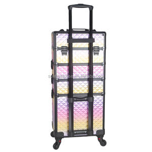 Valise à roulettes pour maquillage, grande valise de maquillage, valise de <span class=keywords><strong>voyage</strong></span> pour maquillage, valise de rangement pour artiste en ongles, chariot de <span class=keywords><strong>voyage</strong></span>, coffre noir - Product Image 2