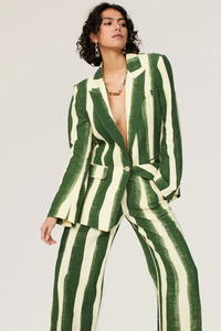 Giacca da <span class=keywords><strong>Donna</strong></span> Classica con Risvolto a Tacca, Maniche Lunghe, Stampa a Righe, Monopetto, Produzione OEM di Alta Gamma - Product Image 5