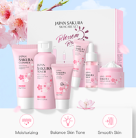 Ensemble de 6 produits de soins de la peau Sakura en gros: Nettoyant pour le visage Toner Lotion de soin de la peau Essence Crème pour les yeux Essence OEM