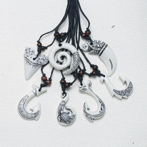 Collar con colgante de anzuelo de resina retráctil vintage, venta al por mayor, joyería informal diaria para parejas, accesorios tejidos a mano - Product Image 2