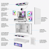 Casing Komputer Putih TDB1302W Golden Marketing PC Case SPCC Kaca Tempered ATX EATX Gaming