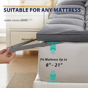 Sur-matelas rafraîchissant Super Queen Size Extra Thick Plush Bed Topper Alternative Overfilled Soft Mattress Pad pour les maux de dos - Product Image 4