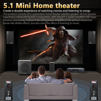 Mini Système Sonore Home Cinéma 5.1 Surround 3D avec Amplificateur 5.1, Connexions USB/TB/Fibre Optique/Coaxiale et Haut-Parleurs Satellites Combinés