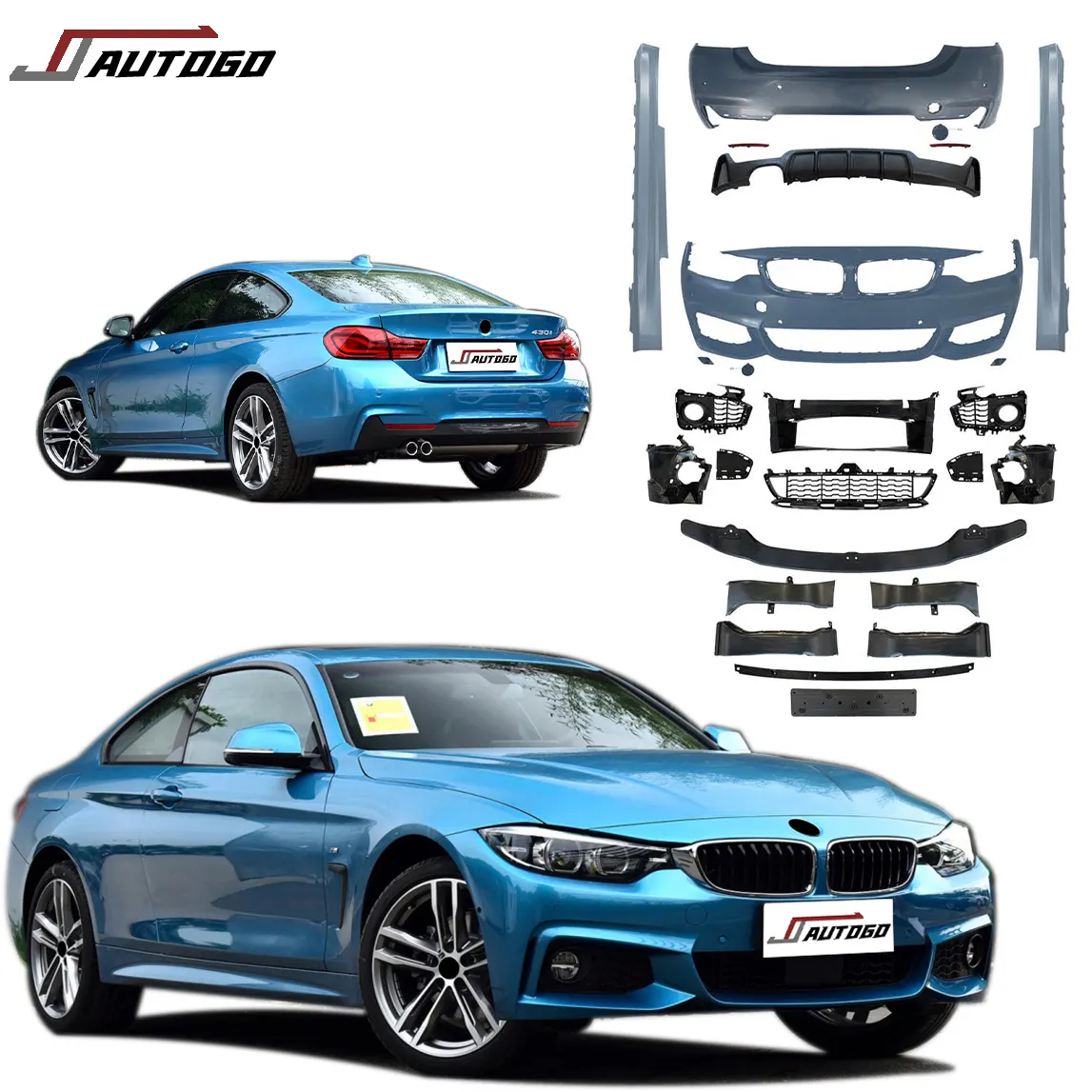 طقم هيكل سيارة بي أم دبليو, طقم جسم عالي الجودة لسيارة بي أم دبليو BMW 4 Series F32 F36 2013-2020 Change to Sport Racing MT M-Tech Style Front + Rear Bumper assy Grille