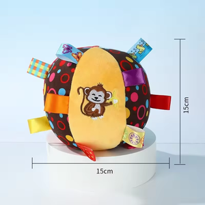 Soft Plush Activity Ball Toy with <b>Tags</b> | Colorful Sensory Play Ball for Puppies or Babies, Cute Dog Embroidery Design - Product Image 3
