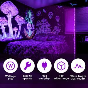 โคมไฟ LED ติดพื้นแบบตั้งมุม365nm และ395nm แสงยูวีนีออนสีดำพร้อมสวิตช์วางเท้าสำหรับภาพวาดแบล็กไลท์เย็น - Product Image 2