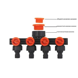 <span class=keywords><strong>Robinet</strong></span> de jardin à une entrée et quatre sorties, connecteur de <span class=keywords><strong>tuyau</strong></span> d'irrigation en ABS, fileté 1/2'' pour l'arrosage de la cour, le lavage des fleurs et des voitures - Product Image 2