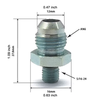 Adaptor Konverter Ulir 5/16-24 ke 6AN, Konektor Saluran Pembuangan/Pengembalian Oli Turbo untuk Ford Mopar Supercharger Hydroboost