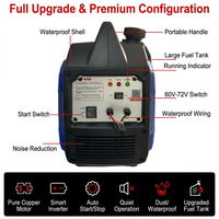 Generator Inverter Portabel 2200W Mesin Bensin 4-Tak Berpendingin Udara 48V 60V 72V Pengisian Daya EV untuk Cadangan Rumah dan Berkemah di Luar Ruangan